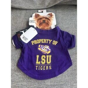 LSU Tigers Small Dog Pet Shirt 10-14” New